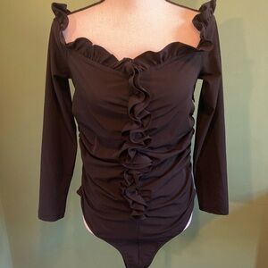 Zara Black Ruffled Bodysuit